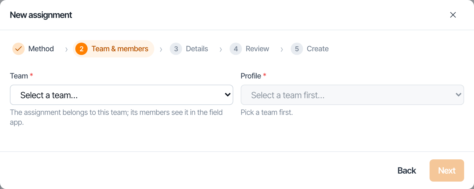 Step two, choosing the team, profile and crew