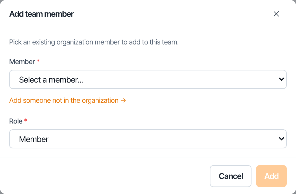 Adding a member to a team