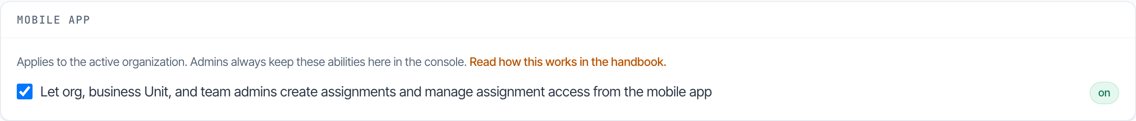 The mobile app policy switch